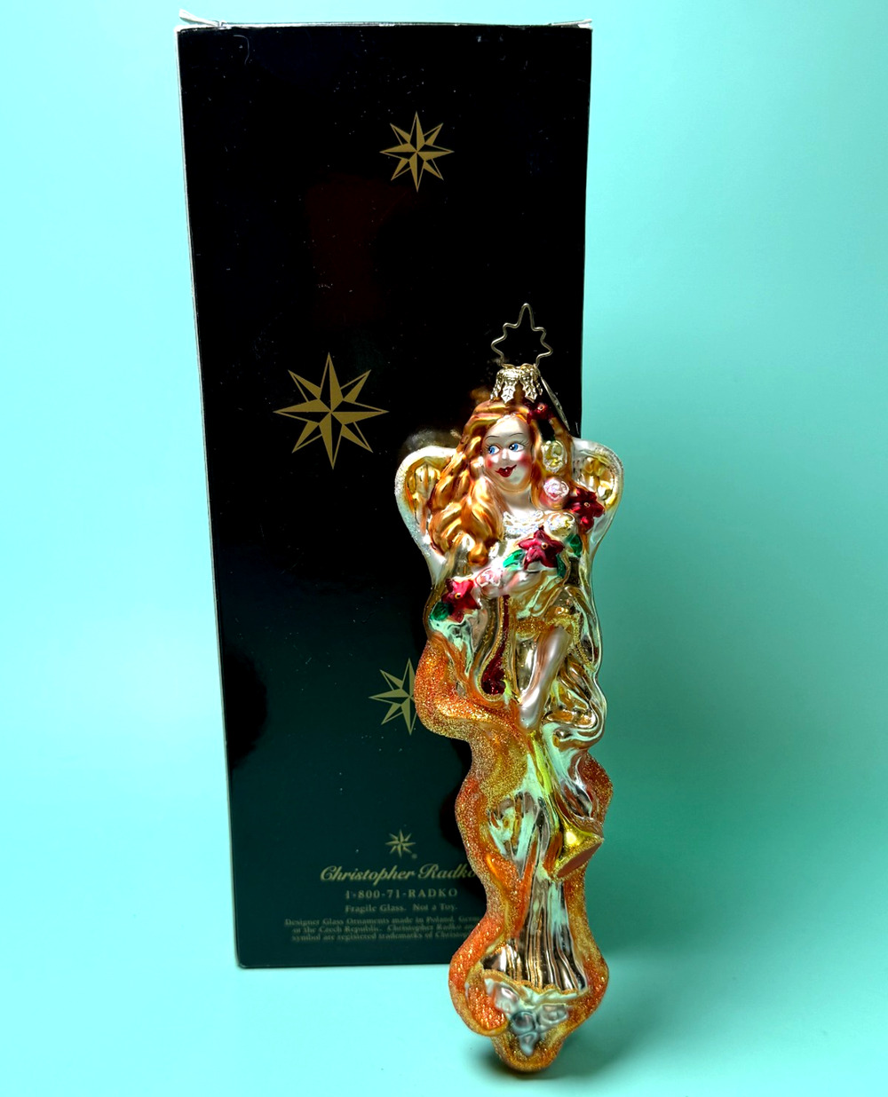 Christopher Radko Serafina Glass Angel Christmas Ornament 3010313 Orange Retired